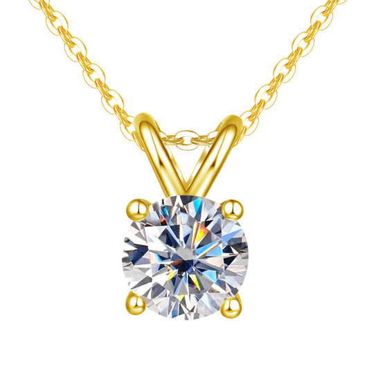Moissanite Solitaire Necklace | 1CT Round - Cut Gemstone in Sterling Silver
