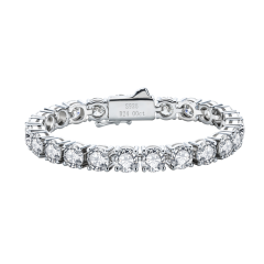 S925 Silver H-Color Mozambique 3.0mm Full Body Bracelet with 8-shaped Buckle