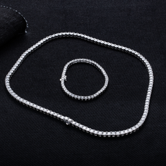 S925 Silver H-Color Mozambique 3.0mm Full Body Bracelet with 8-shaped Buckle